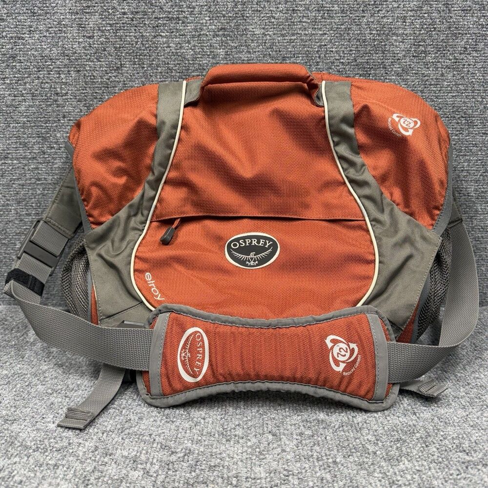 E1 OSPREY Elroy Messenger Bag Cargo Pockets Sipper Side Laptop Burnt Orange Gray